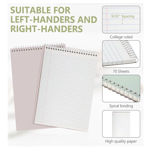 6 Pack Office Steno Book Double-sided Spiral Steno Books College Ruled Paper - Picture 3 of 5